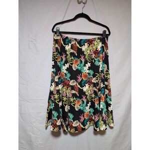 Christopher & Banks Women's Tropical Hawaiian Floral A-Line Skirt Size 12